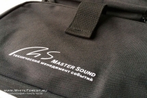 Печать на дорожных сумках методом шелкотрансфера для компании "MasterSound", г. Новоибирск